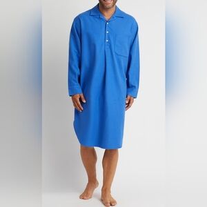 Bonsoir Of London Men's Blue Brushed Cotton Nightshirt Medium